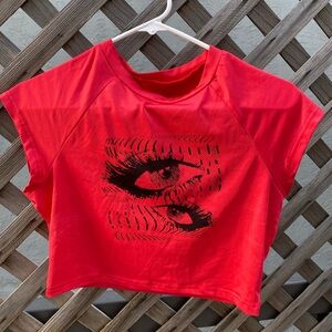 SHEIN | Red Eye Graphic Crop Top Baby Tee